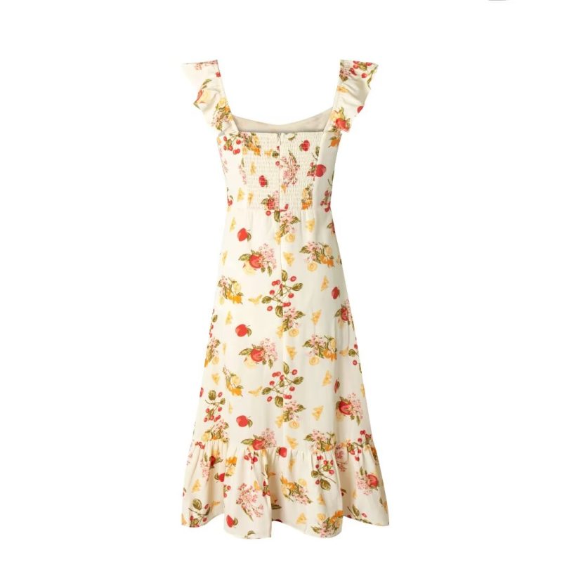 Early Spring French Dress with Square Neck and Floral Lace - Image 2