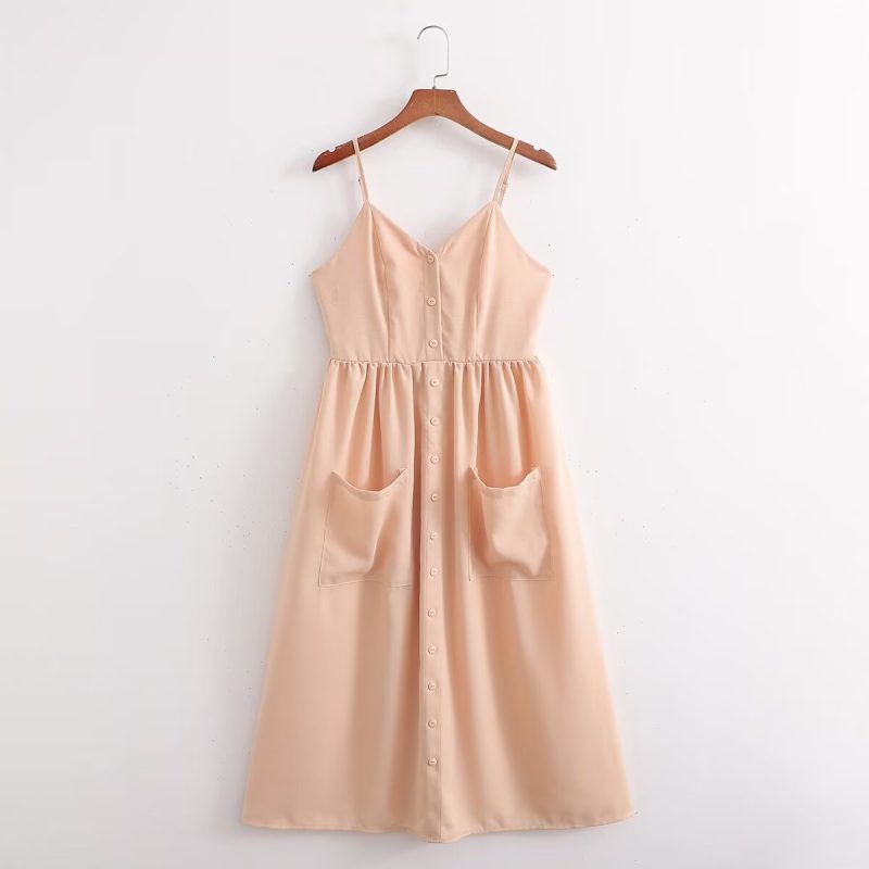 Retro Artistic Pocket Strap Winter Midi Dress - Image 2