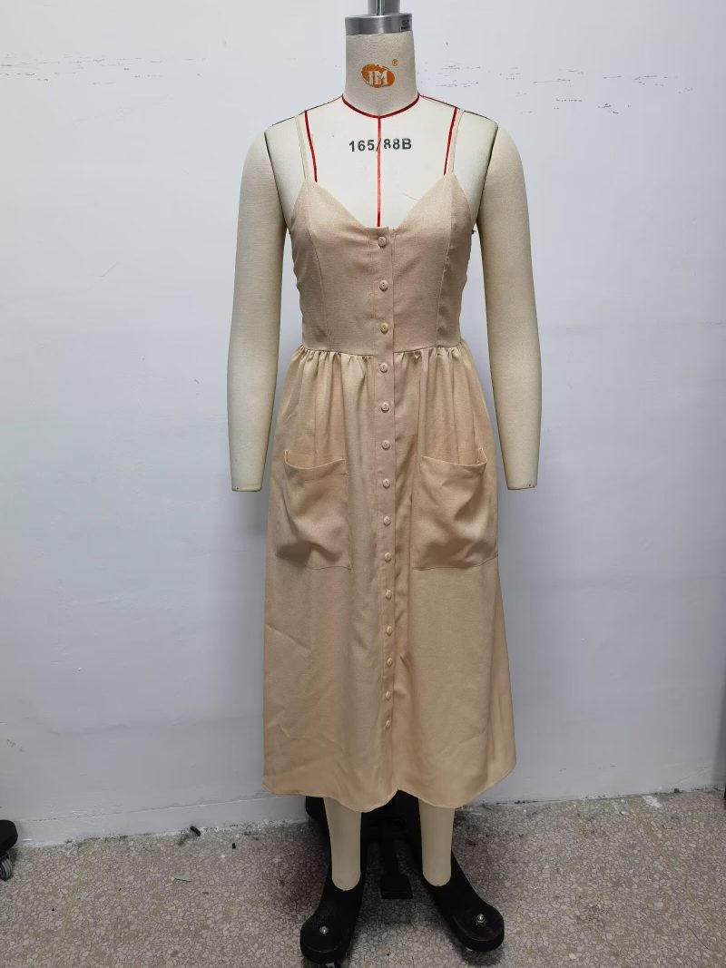 Retro Artistic Pocket Strap Winter Midi Dress - Image 4