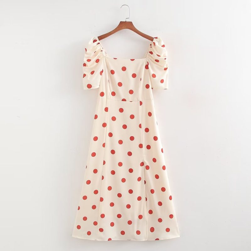 Polka Dot A-Line Waist Trimming Dress