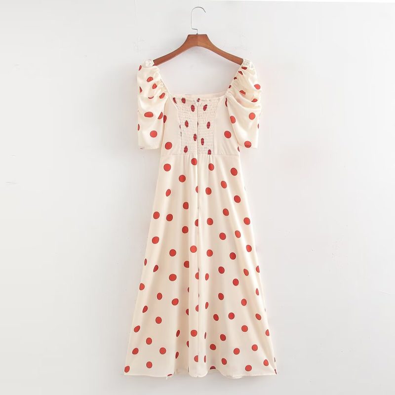Polka Dot A-Line Waist Trimming Dress - Image 2