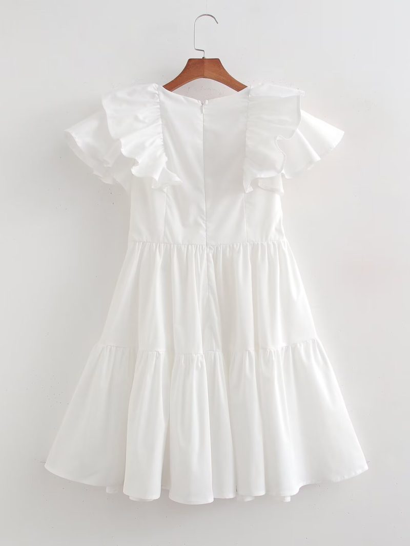 Spring V-Neck Ruffled A-Line Short Dress - Image 3