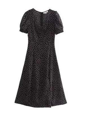 Square Collar Placket T-Shirt Short Dress Women