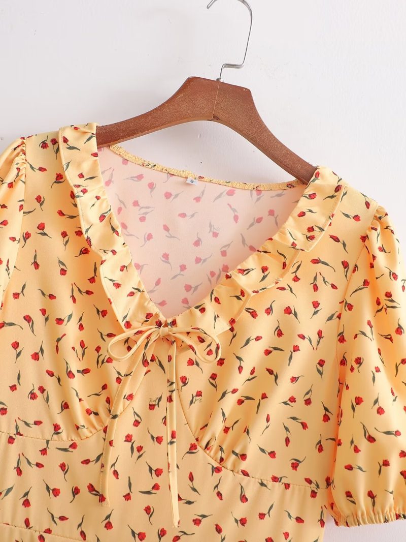 Bohemian Summer Print Dress with Short Sleeves - Image 3
