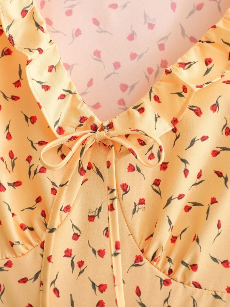 Bohemian Summer Print Dress with Short Sleeves - Image 4