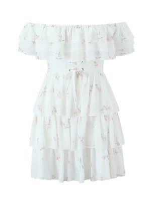 Three-Dimensional Lace Pleated Midi Dress