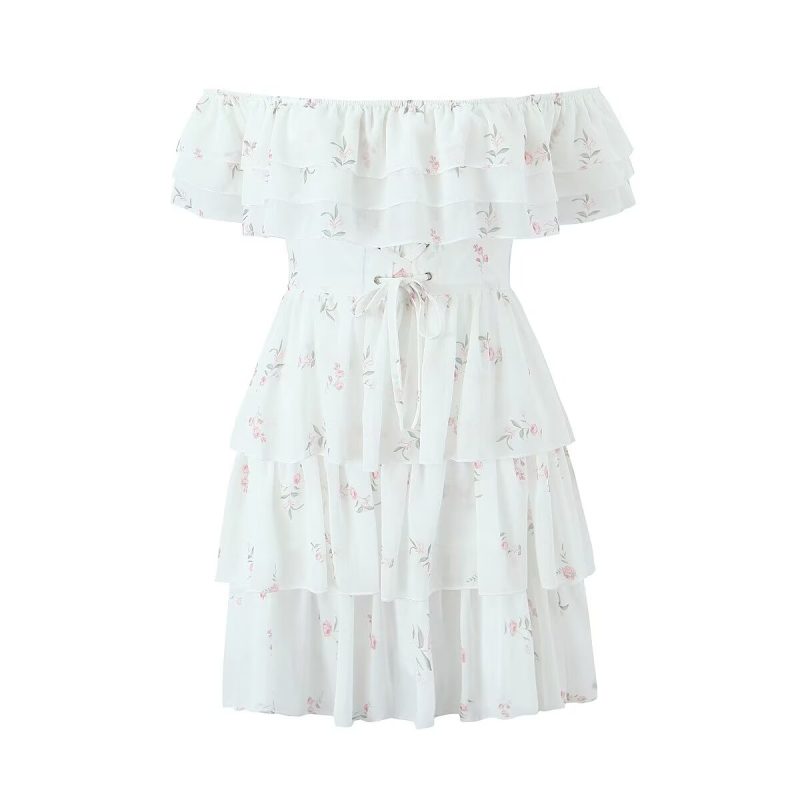 Three-Dimensional Lace Pleated Midi Dress