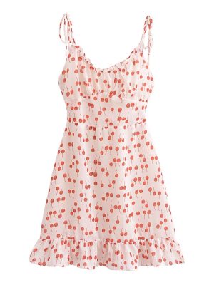 Elegant Floral Suspender Dress – Slim Silhouette