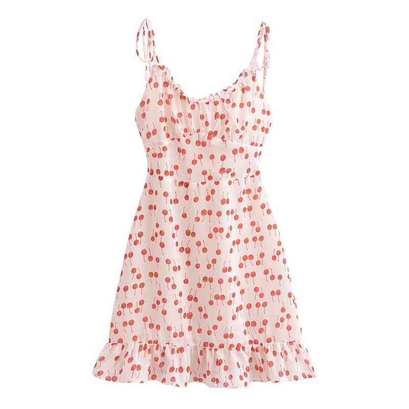 Elegant Floral Suspender Dress – Slim Silhouette