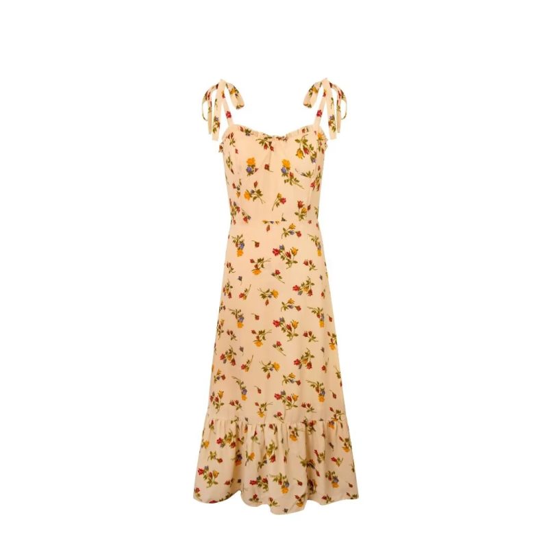 Romantic French Floral Lace Strap Spring Dress