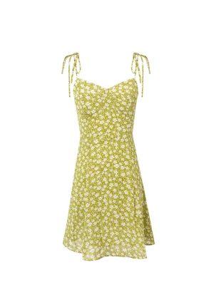 Retro Floral Lace-Up Pastoral Spring Dress