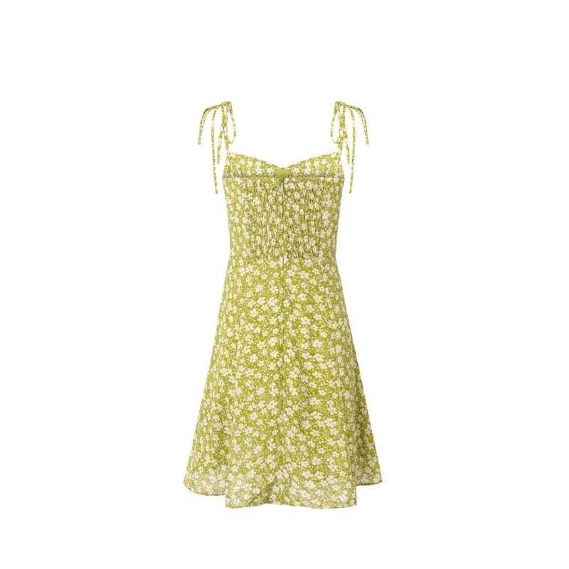 Retro Floral Lace-Up Pastoral Spring Dress - Image 2