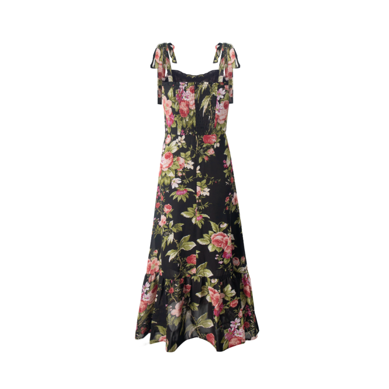 Casual Floral Maxi Dress with Lace Straps - Image 2