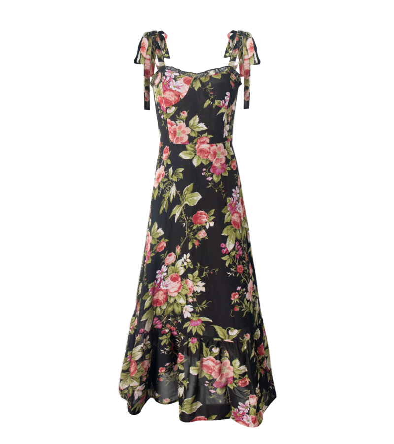 Casual Floral Maxi Dress with Lace Straps