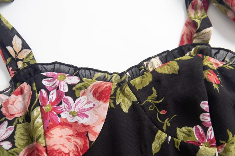 Casual Floral Maxi Dress with Lace Straps - Image 3
