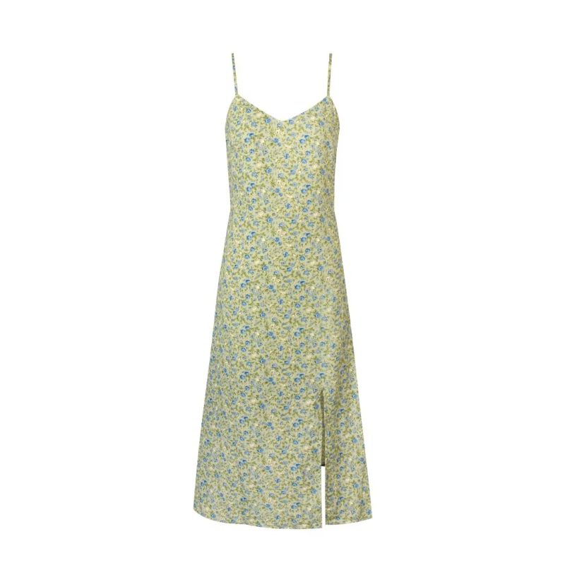 High Waist Slimming Floral Midi Dress – French Summer Look