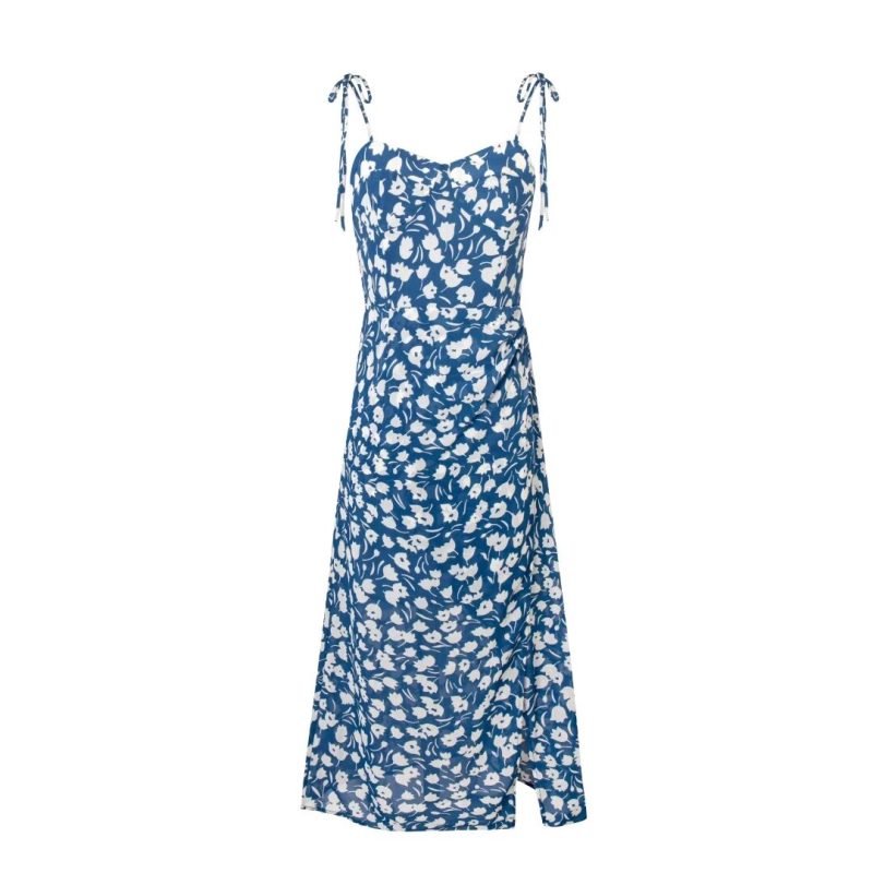 Slim Waist Pleated Midi Holiday Dress