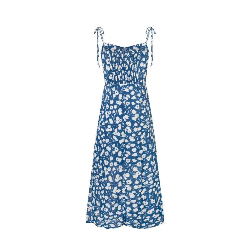 Slim Waist Pleated Midi Holiday Dress - Image 2