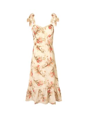 Beige Printed Textured Cami Spring Dress