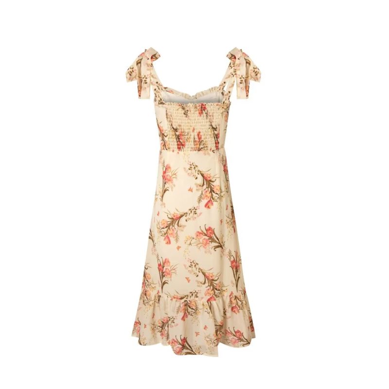 Beige Printed Textured Cami Spring Dress - Image 2