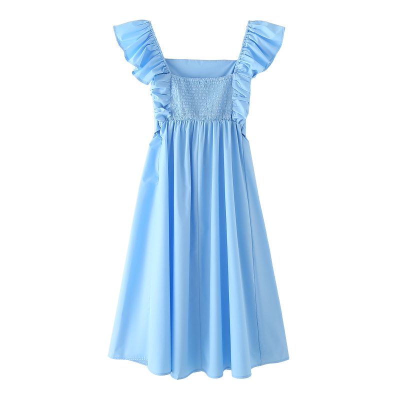 Short Sleeve Pleated Spring Dress for Women - Image 2