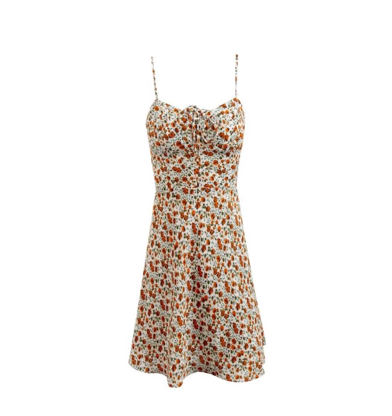 Lace-Up Floral Mini Dress – Casual Vacation Cami for Women