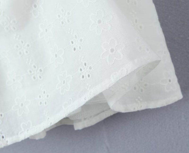 Embroidered Square Neck Lace-Up Summer Dress - Image 4