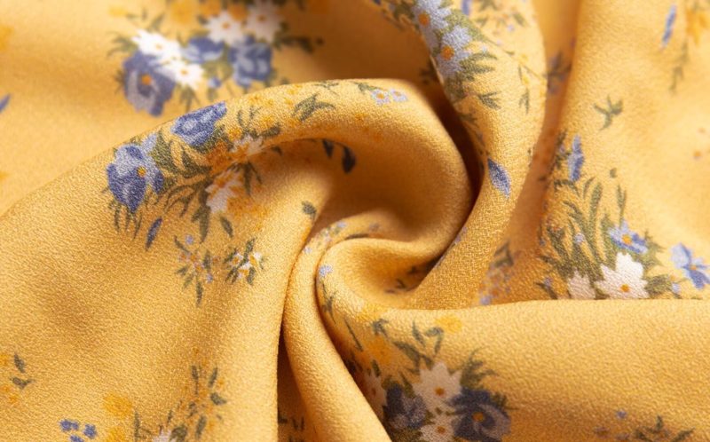 French Yellow Print Square Collar Slim Dress - Image 4