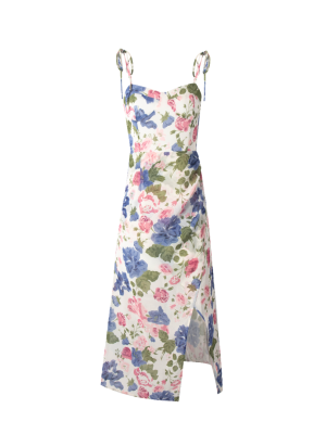 French Floral Cami Slim Pleated Summer Dress