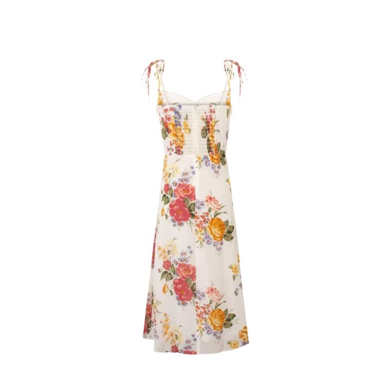 Pastoral Spring Lace-Up Printed Strap Dress - Image 2