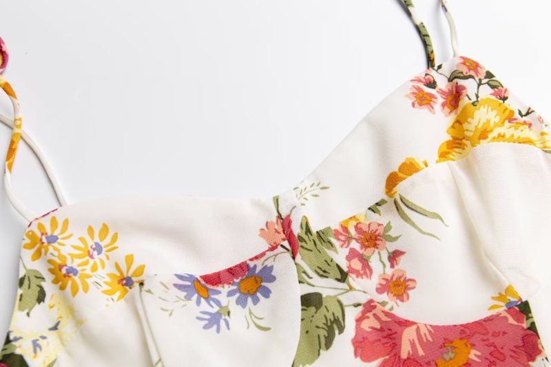 Pastoral Spring Lace-Up Printed Strap Dress - Image 3