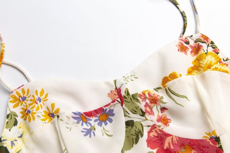 Pastoral Spring Lace-Up Printed Strap Dress - Image 4
