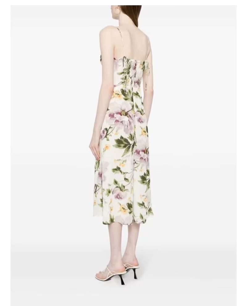 French Vintage Floral Split High Waist Dress - Image 2
