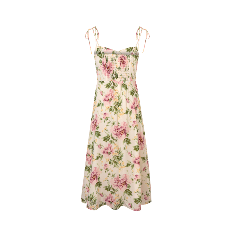 French Vintage Floral Split High Waist Dress - Image 3