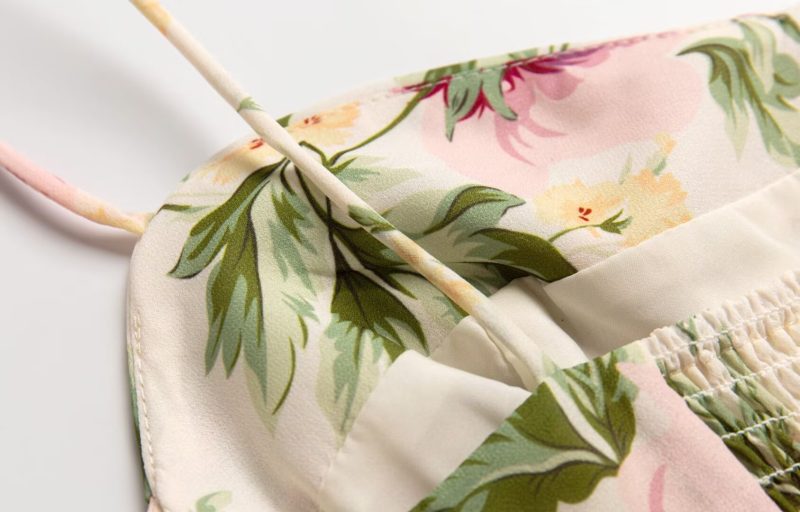 French Vintage Floral Split High Waist Dress - Image 4