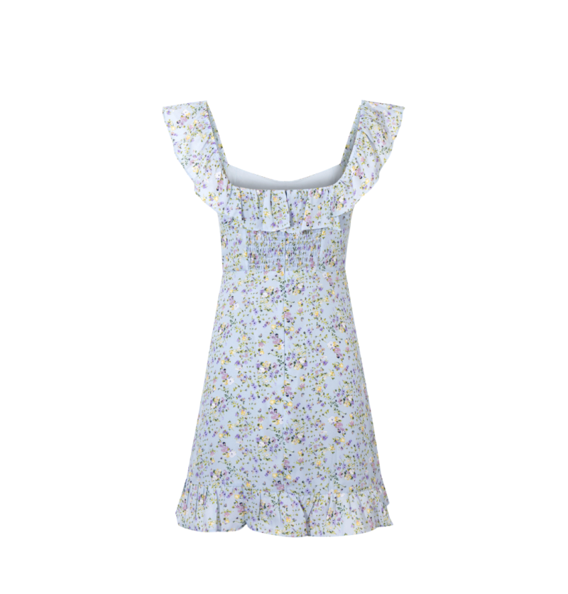 Pastoral Spring Short Dress with Lace and Tiny Florals - Image 2