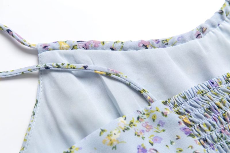 Pastel Blue Floral Lace Dress with Delicate Straps - Image 3