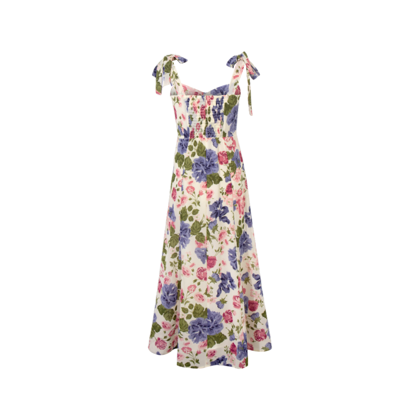 Printed Spaghetti Strap Waist-Tie Summer Dress - Image 2