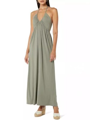 Elegant V-Neck Halter Backless Pleated Dress