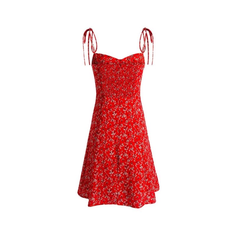Sweet Floral Cinched Slim Fit Holiday Dress - Image 2