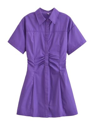 Summer Pleated Boning Corset Slim Shirt Dress