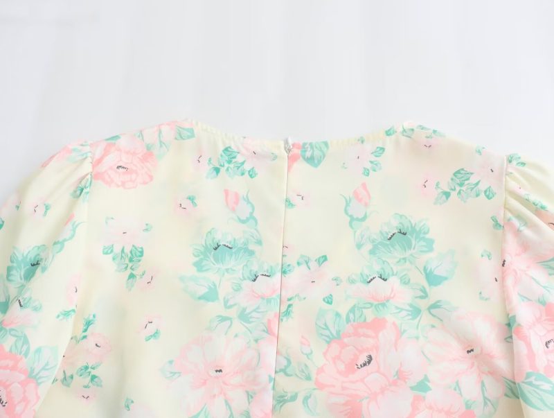 V-Neck High Waist Floral Spring Dress Women - Image 4