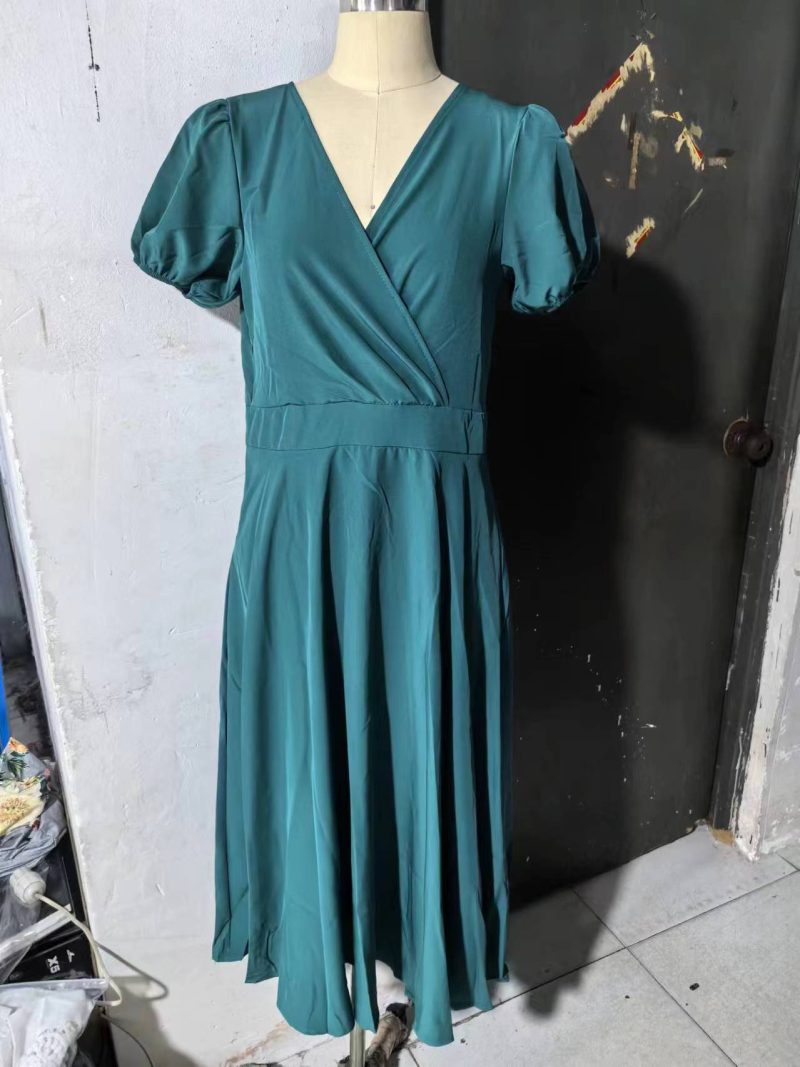 Classic A-Line Summer Dress in Solid Hue for Women - Image 4