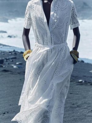 Embroidered Shirt Dress for Spring Women