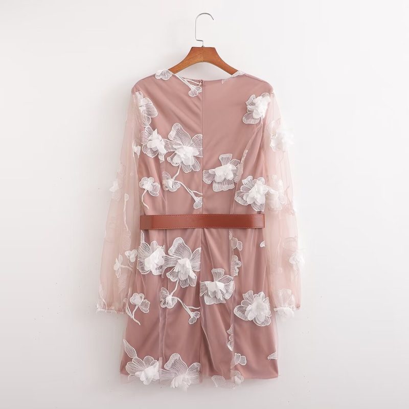 Crumpled Printed Long Sleeve Dress for Spring - Image 2