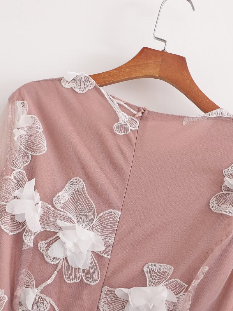 Crumpled Printed Long Sleeve Dress for Spring - Image 4