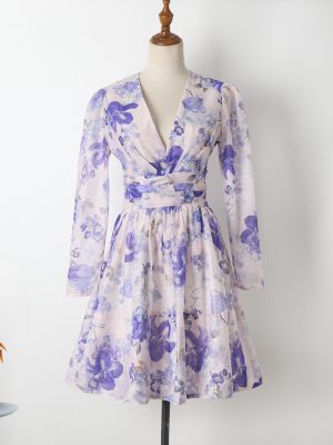Summer Holiday Dress – Elegant Printed A-Line