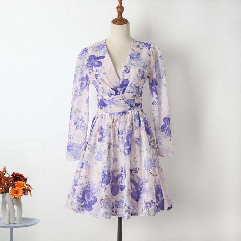 Summer Holiday Dress – Elegant Printed A-Line