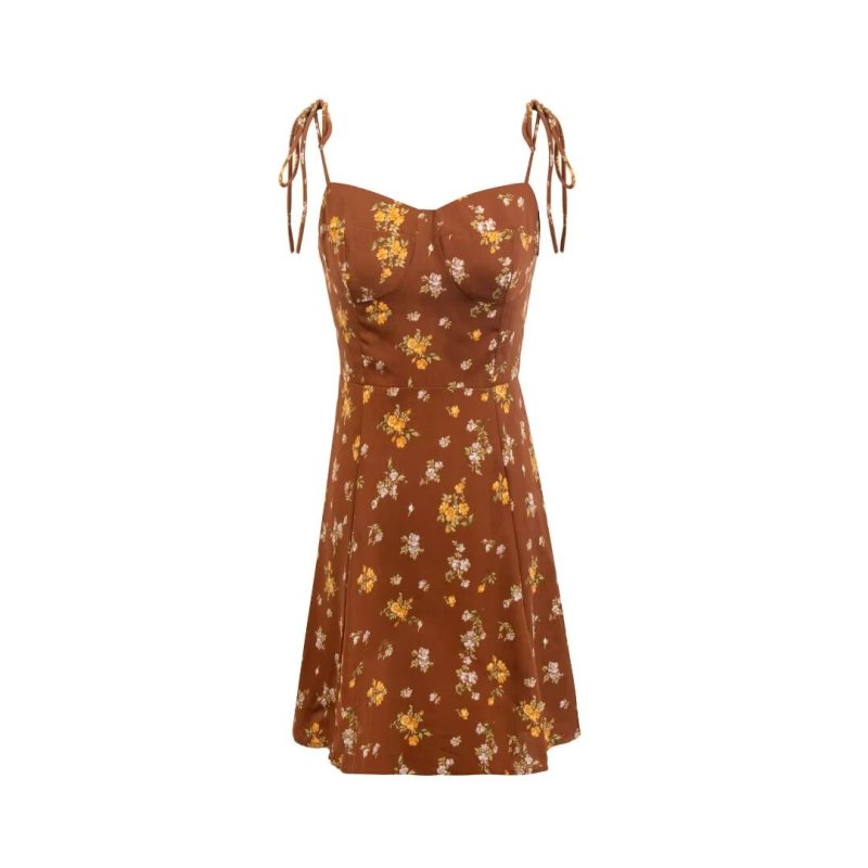 Elegant Floral A-Line Spaghetti Strap Summer Dress