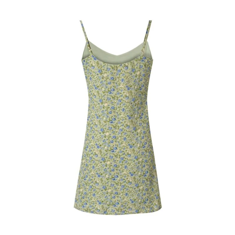 French Floral V-Neck Slim Fit Slip Dress - Image 2